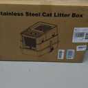 XXL Stainless Steel Litter Box with Lid, Enclosed Metal Cat Litter Box, High Sides Anti‑Splash Cat Toilet, Easy Clean Rustproof Stainless Steel Litter Pan for Large Cats Multiple Cats