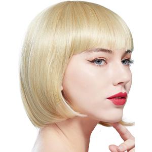 BABEYOND 1920s Flapper Short Wig Great Gatsby Bobo Wig Light Gold Straight Wig Flapper Costume Hair Wigs Accessory (Light Gold)