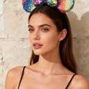 A Miaow 3D Bow Black Sequin Headband Colorful Glitter Butterfly Hair Clasp Park Supply Adults Women Photo Accessory Party Costume (Rainbow and Rainbow)