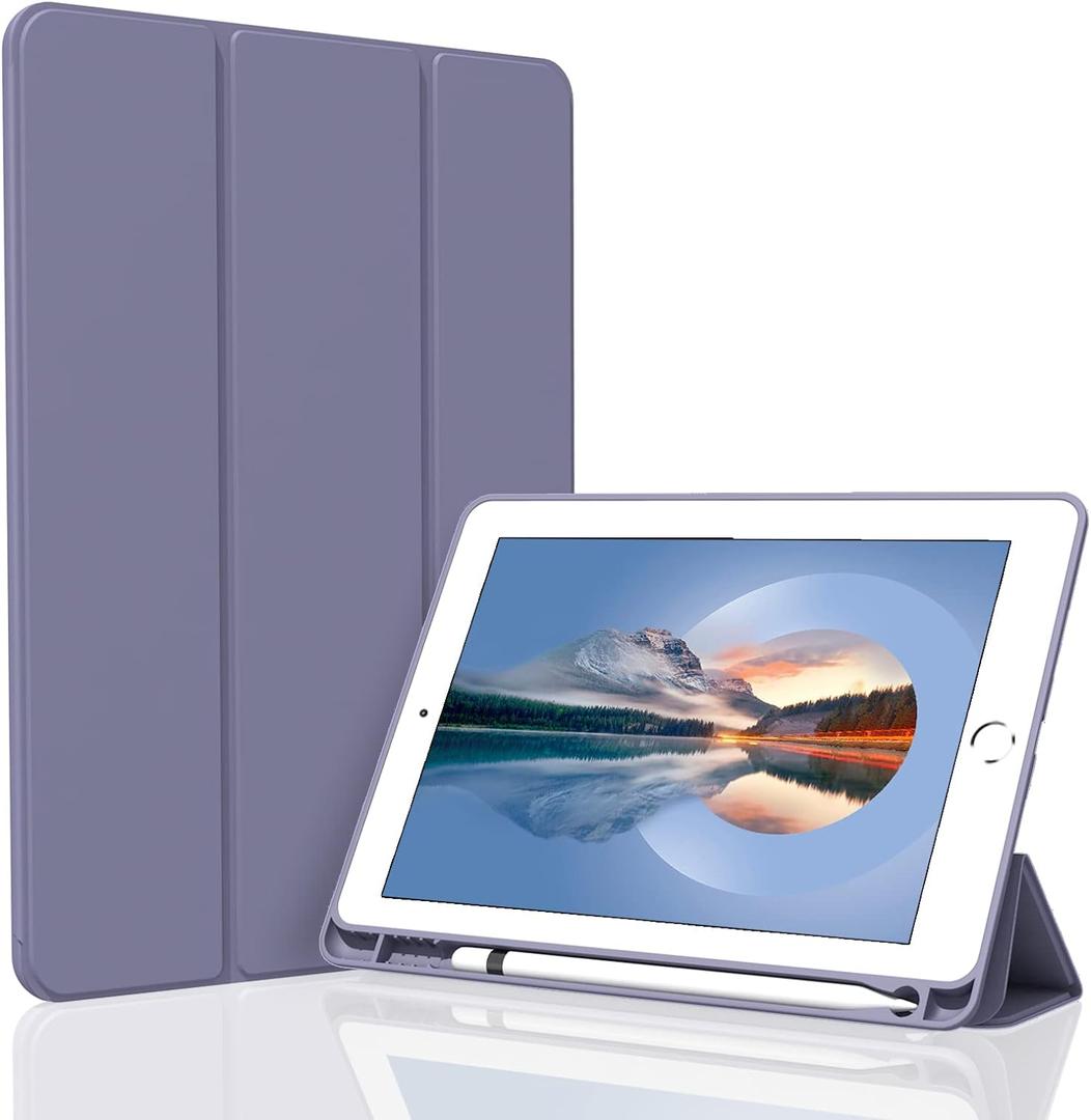 Case for iPad Air 3 / Pro 10.5 Inch, Lightweight Slim Soft TPU Trifold Stand Smart Cover, Auto Sleep/Wake Case with Pencil Holder for iPad Air 3rd Generation/Pro 10.5 - Lavender Gray