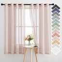 NICETOWN Linen Blend Semi Sheer Curtains 63" L for Nursery, Decorative Grommet Flax Texture Semitransparent Casual Window Treatment Privacy Protect for Flat/Apartment, 52" W, 2 PCs, Dusty Blush