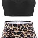 CHERRY CAT Womens Vintage Retro Polka High Waisted Underwire Bikini Two Piece Swimsuits (Medium, Leopard)