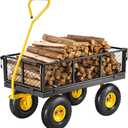 VEVOR 500 Lbs Steel Garden Cart, Heavy Duty Garden Wagon Cart Pullable on Wheels, Metal Yard Utility Wagon Carts with 10" All Terrain Tires, Mesh Removable Sides and 180°Rotating Handle