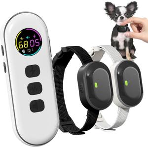 Ultra-Small Dog Shock Collar for 2 Dogs,Ultra-Light & Thin Dog Training Collar with 1300ft Remote, Tailored for Small Dogs 5-15lbs & Medium Dog, 198-Level Control,Waterproof, Rechargeable(WhiteBlack)