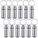 Patelai 12 Pcs Portable Keychain Pill Holder Mini Pocket Pill Case for Men Women Aluminum Geocache Containers Waterproof Metal Medicine Bottle Organizer for Outdoor Camping Travel(Silver)