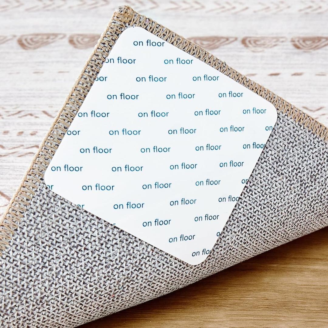 Nakagishi Rug Tape Rug Sticker for Hardwood Floors - 12 PCS Anti Slip Rug Grips Rug Stickers for Wood Floor Carpet Stickers for Area Rugs to Prevent Sliding - White