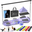 PILATEX Pilates Board  Foldable Pilates Reformer with Resistance Bands, Bar & Travel Bag  Full-Body Strength & Ab Training Equipment for Women & Men, 15 in 1 (Purple)