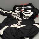 OLAOLA Glow in the Dark Skeleton Adult Onesie, Halloween Costume, Skull Pajama One Piece Cosplay Suit for Women and Men (Small)