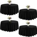 4 Pack Round Tablecloth 120 Inch Black Polyester Washable Fabric Table Covers for Wedding Dining Table Buffet Parties Banquet Decor