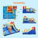 JOYLDIAS Inflatable Water Slide,Water Park Bounce House,Slide Bouncer Castle Playhouse w/Splash Pool, Climbing Wall, TrampolineFelt Ball Target, Ring Toss Game for Kids Outdoor Fun, 550W Air Blower, Multicolor