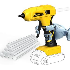 Hot Glue Gun Cordless – Craft Glue Guns, Compatible with DeWalt 20V Lithium-ion Battery（NO Battery, Tool Only) Full Size Hot Glue Gun Quick Heating with 10Pcs 0.43" Glue Sticks for Arts & Crafts & DIY