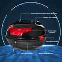ULTECHNOVO Motorcycle Trunk Large Capacity Hard Tail Box with Reflective Strip Universal Motorcycle Top Case Rear Storage Bag for Scooter and Touring Bikes 15.35X14.17X9.84In