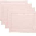 Solino Home Linen Placemats Set of 4 - Classic Hemstitch Pink Placemats 14 x 19 Inch - 100% Pure Linen Table Mats for Mothers Day, Spring, Easter