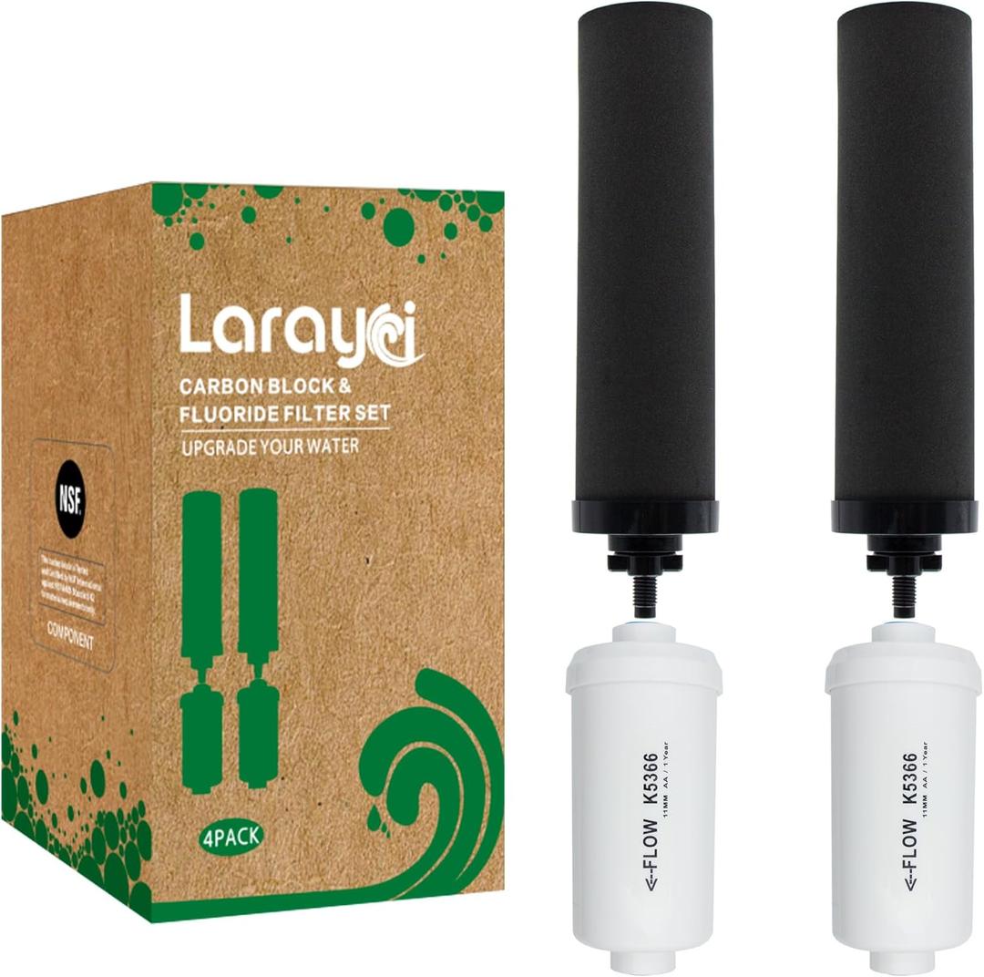 Gravity Water Filter Replacement for Berkey Gravity Water Filter System, Compatible with Berkey BB9-2 Black Filters & PF-2 Fluoride Filters, Combo Pack