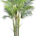 [No-Sag] 6.25 Ft Tall Fake Palm Tree with Planter 3 Thick Trunks Large Artificial Tree 762 Leaves UV Sun Resistant Tropical Floor Faux Plant for House Indoor Outdoor Office Room Patio Yard Home Decor
