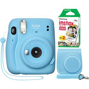 Fujifilm Instax Mini 11 Instant Camera Sky Blue + Minimate Custom Case + Fuji Instax Film 20 Sheets Twin Pack