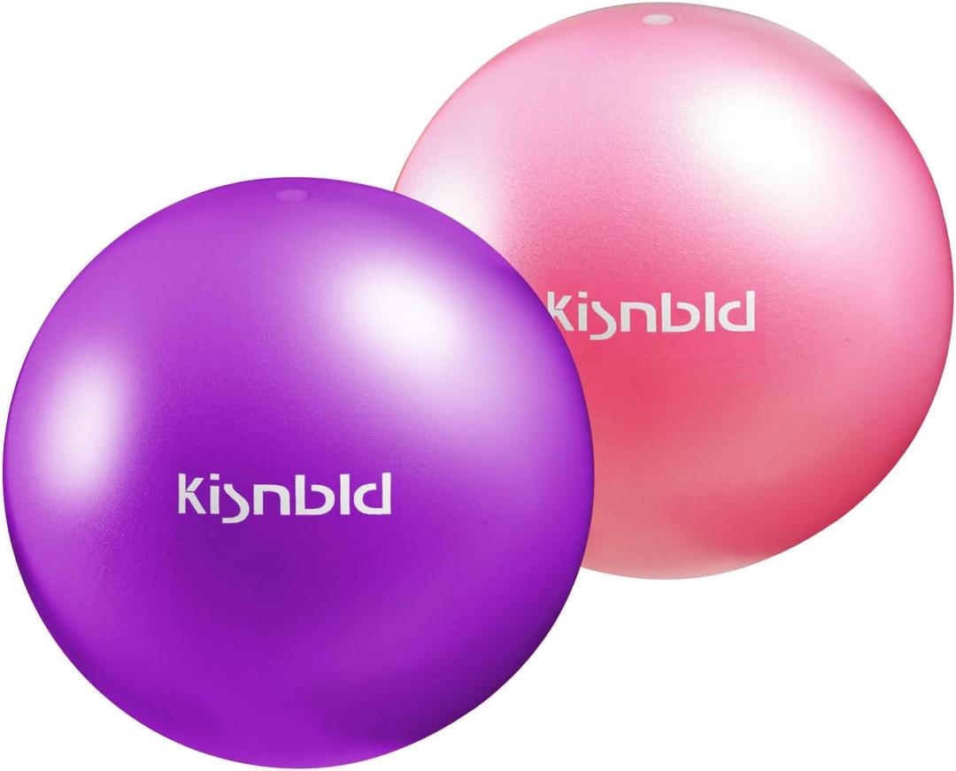 kisnbld Small Exercise Ball, 9 Inch Mini Pilates Ball, Anti Burst and Slip Resistant Mini Yoga Ball for Stability, Fitness, Physical Therapy, Stretching & Core Strength Workout at Home Gym & Office (1Pink&1Purple)