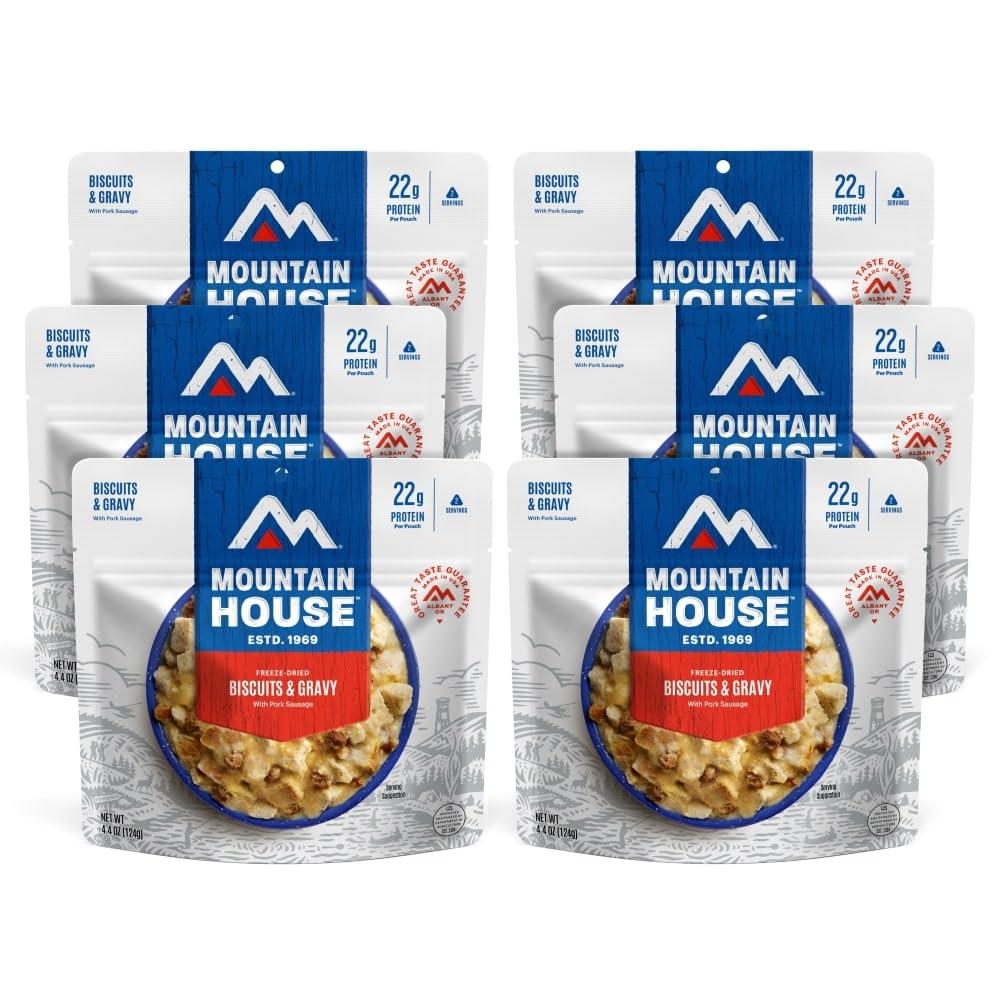 Mountain House Biscuits & Gravy | Freeze Dried Backpacking & Camping Food | 6-Pack - BB 08/2025
