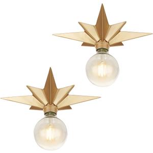 FRIDEKO HOME 2 Pack Flush Mount Ceiling Light - Star Lights Fixture Hallway Lighting Fixtures Modern Ceiling Lights Brass Flush Mount Light Fixture for Kitchen Bathroom Bedroom Entryway (2 Pcs Brass Ceiling Light)