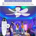 Kviflon 36 Inch White Ceiling Fan with Light, 5 Blades Flush Mount Fan with RGB & 3 CCT Dimmable Light, APP & Remote Control, Built-in Speaker, Reversible, 6 Speeds for Bedroom Living Room