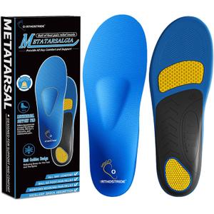Orthotic Insoles with Metatarsal Pads, Plantar Fasciitis Arch Support Inserts for Metatarsalgia, Morton's Neuroma, Ball of Foot Pain Relief, Man Women Insoles for Standing All Day-C (Ax01-metblue)