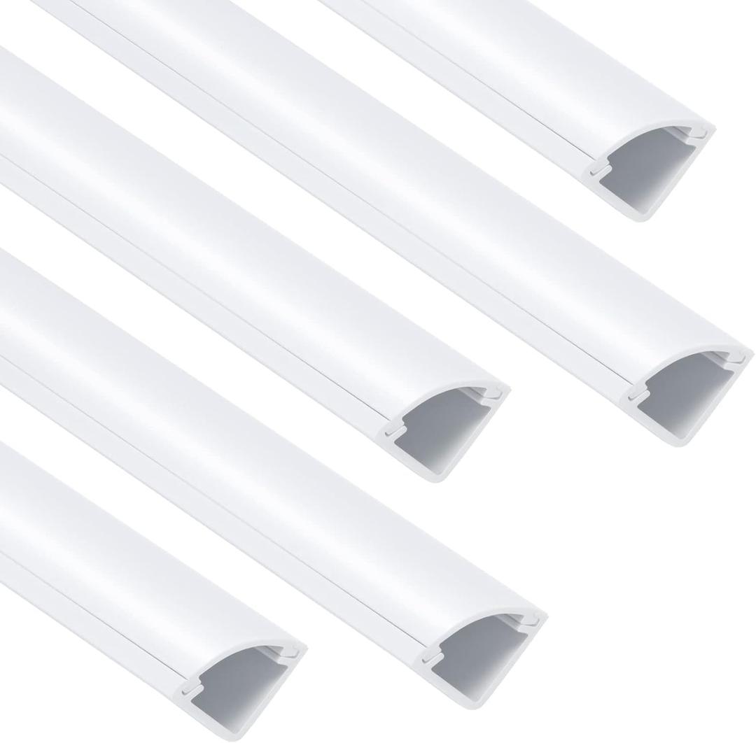 85in Corner Cable Concealer, Corner Cord Hider for One Cord, Wire Covers for Cords, Paintable Corner Cord Cover, Cable Management Channel Cable Raceway for Wall, Floor Baseboard, Ceiling -5 X L17in (Small, White)