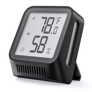 X-Sense WiFi Thermometer Indoor Hygrometer, Digital Temperature Sensor with App Control, Notification Alerts, Temperature Humidity for Bedroom, SBS50 Base Station Required (Not Included), Black