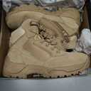 NORTIV 8 Mens Military Tactical Work Boots Side Zip Outdoor Hiking Leather Motorcycle Combat Boots (9.5, Sand)