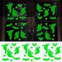 45 Pcs Halloween Glow in The Dark Gel Window Clings Green Luminous Ghosts Bats Stars Reusable Decals Glow Wall Stickers for Halloween Party Home Wall Window Mirror Decoration