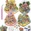 DIY 3D House Stickers, 4 Sets Fun DIY Stickers Scene Make Your Own Mini House Cute Cartoon Animal Scene Stickers for Kids Adult Sticker Art Relief Stress Pass The Time