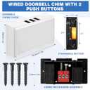 Saillong Wired Door Bell Chime Kit with 16V 10VA Two Note Lighted Metal Doorbell Buttons and Doorbell Chime Cover for Home Wall Inside, Compatible with Most Brand Doorbells, Black (Checked)
