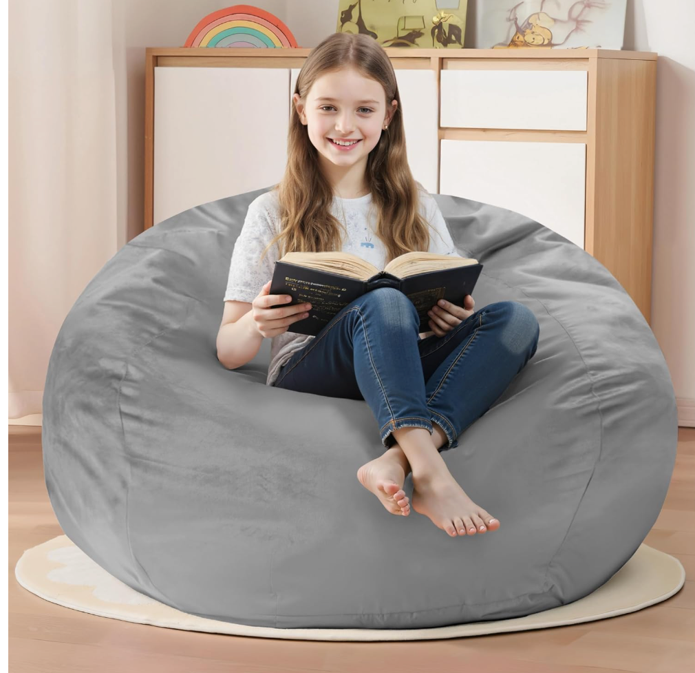 Grey Bean Bag Chair 28"×20"