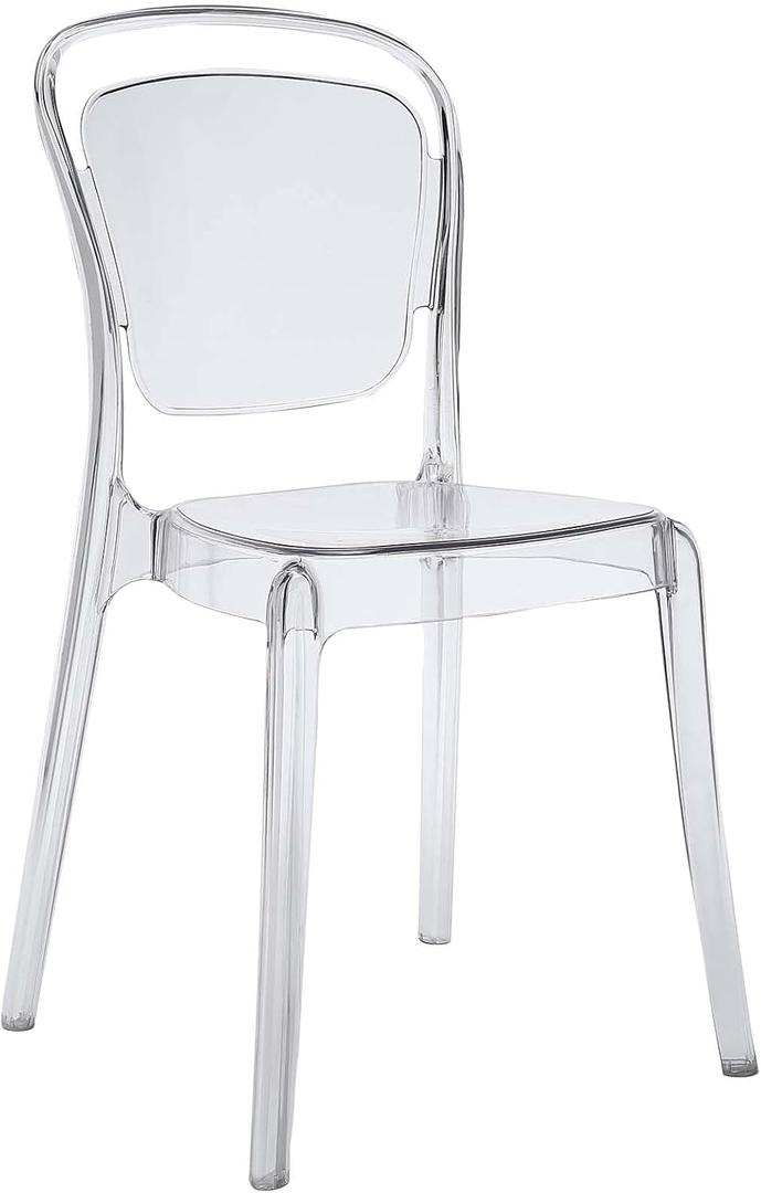 Modway Entreat Modern Acrylic Kitchen and Dining Room Chair in Clear - Fully Assembled, 18"lx20.5"wx34.5"h