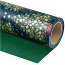 Reversible Green Christmas Wrapping Paper - Mini Roll - 17 Inch x 33 Feet - Green Christmas Tree Wrapping Paper for Holiday, Party Celebration