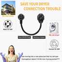 3 Prong to 4 Prong Dryer Adapter Cord, 1.5FT NEMA 10-30P to 14-30R Dryer Power Adapter Dryer Only, No Voltage Conversion, for Old Homes to New Dryers