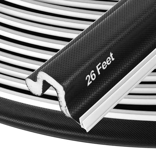 Kerf Door Weather Stripping 26 Ft V-Shaped Door Seal Strip for Large Gap Door Frame Front Door Extra Thick Sealers Replacement Exterior Entry Door Jamb Gasket Easy Installation Cut to Size - Black