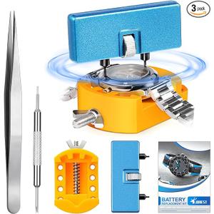 Watch Battery Replacement Tool Kit, Watch Wrench Back Remover for Rotate Open Watch Cover, Watch Case Opener Set with Watch Back Remover Holder, Only for Grooved Watches