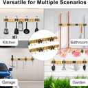 Mop Broom Holder Wall Mount, 2 Packs Gold Stainless Steel Tool Storage Organizer for Kitchen Garden Garage Laundry Room Bathroom and RV with 4 Slots 6 Hooks