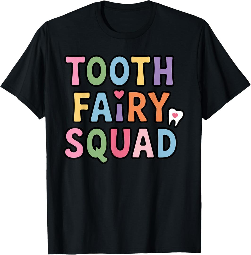 Tooth Fairy Art For Men Women Kids Dental Costume Toothfairy T-Shirt (XL, Black)