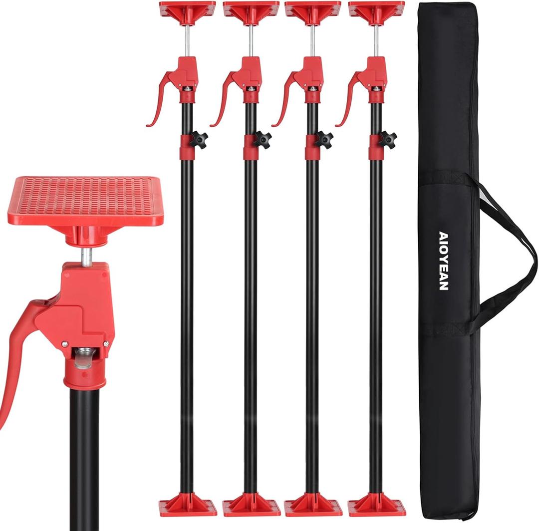 4PK Cabinet Jack Support Pole, 45 inche to 114 inche Steel Telescopic Quick Support Rod with 78lbs Capacity for Cabinets Jack, Drywall Lift & Cargo Bars, 4Pack