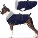 Lelepet Warm Dog Coat Waterproof Dog Jacket for Medium Dogs Reflective Fleece Vest with Adjustable Buckle Hook & Loop Windproof Cold Weather Coats for Medium Dogs, Navy Blue, M