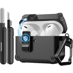 TiMOVO Hard Case for Airpods Pro 3 (2025) with Secure Lock Clip, Black