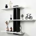 Black Floating Shelves for Wall 3 Tier White Bathroom Shelf Wall Mounted Modern Pine Wooden Shelves Rack for Livingroom Bedroom Kitchen Book Plants Organizers and Storage Decor, 19.6 inches x 5.6 inches x 21.2 inches