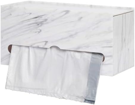 EVER ISLAND Acrylic Marble Trash Bag Holder, Bag Roll Dispenser, Countertop or Wall Mount Organizer for Plastic Garbage Bags, Grocery Shopping Bags and Tissue, Cabinet and Under Sink Storage Container