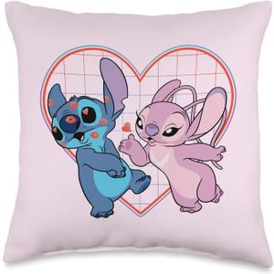 Disney Lilo and Stitch Angel Heart Kisses Throw Pillow (16x16)
