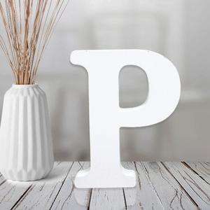 AOCEAN 4 Inch White Wood Letters Unfinished Wood Letters for Wall Decor Decorative Standing Letters Slices Sign Board Decoration for Craft Home Party Projects (P)