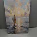 Jesus Walking On Water Canvas Wall Art Christian God Wall Decor Picture Religious Spirit Faith Poster Print for Living room Bedroom Church Decoration, 12x16in