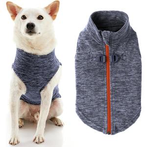 Gooby - Zip Up Fleece Vest, Fleece Jacket Sweater with Zipper Closure and Leash Ring, Gray Wash, Large (Large chest (~20"))