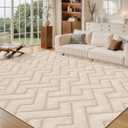 Ciicool 6x9 Large Area Rug for Living Room,Beige Washable High-Low Pile
