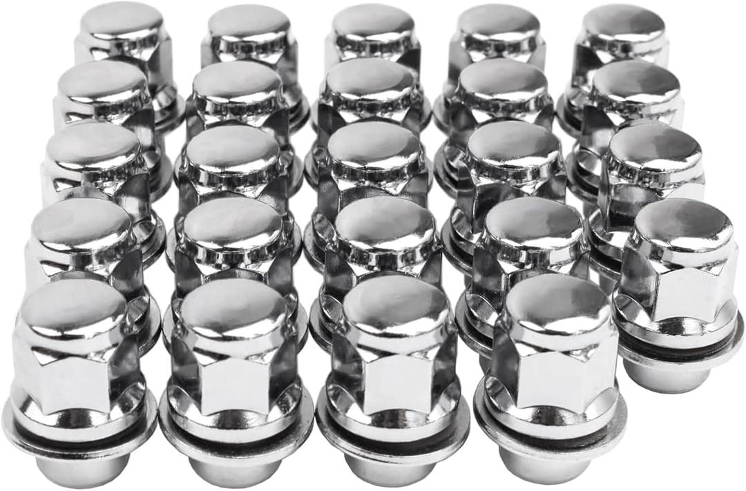 M12x1.5 Lug Nuts with Mag Flat Seat 24 pcs 13/16" 21mm Hex 1.46x1.18 Chrome Wheel Lug Nut Compatible with Tacoma 4Runner FJ Cruiser Corolla